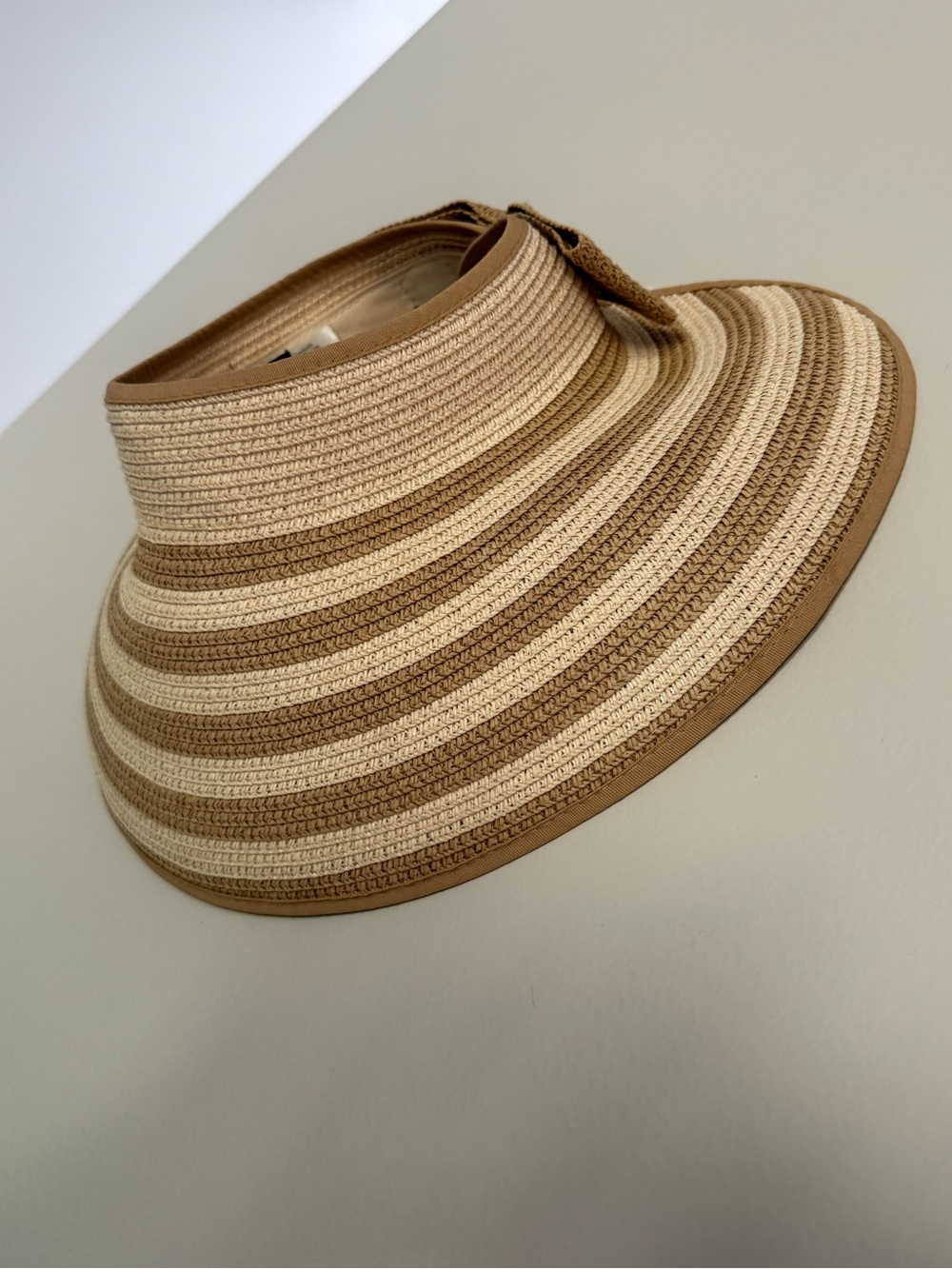 Magid Striped Straw Visor Hat - Beige and Tan